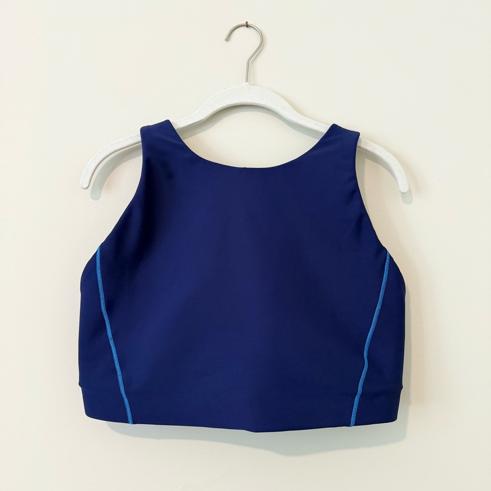 Athleta Flex Spacer Tipped Bra Navy Blue size Large - Picture 2 of 7